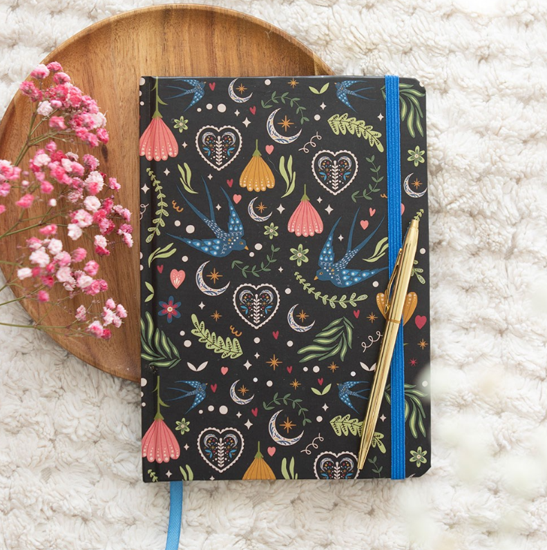 “Flowers & Birds” Hardcover Notebook, A5 - Image 4